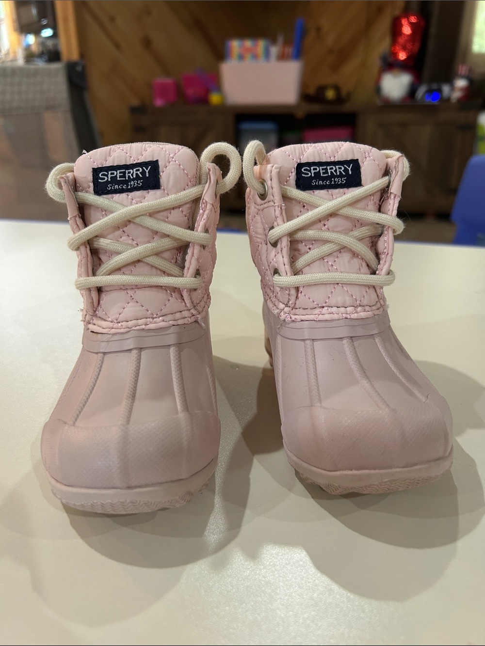 Sperry Kids Light Pink Quilted Duck Rain Boots